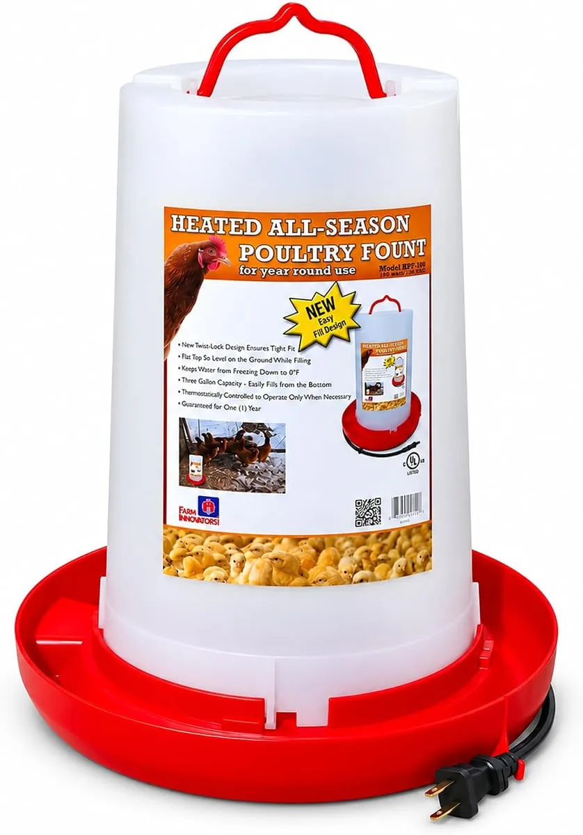 Farm Innovators HPF-100 Heated Poultry Fountain