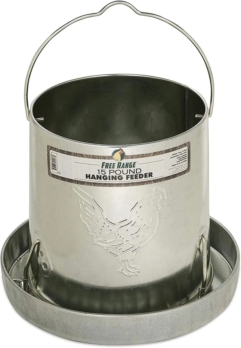 Harris Farms Galvanized Hanging Poultry Feeder, 15 lb