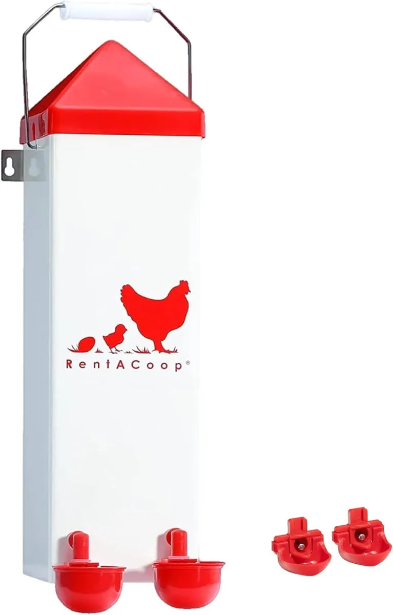 RentACoop 2 Gallon Chicken Waterer (4 Cups, 4 Nipples)